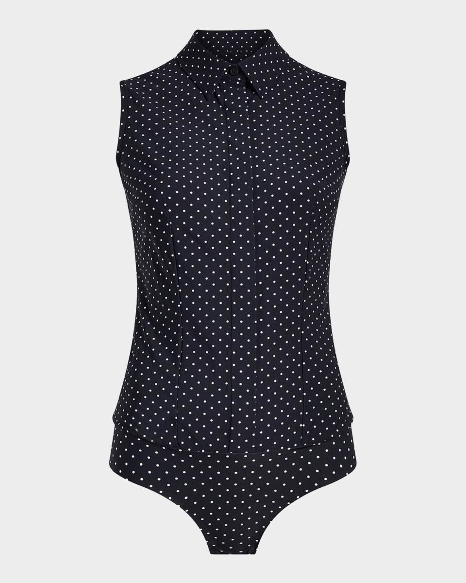 Polka Dot Microfiber Thong Bodysuit